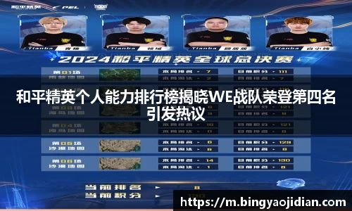 和平精英个人能力排行榜揭晓WE战队荣登第四名引发热议